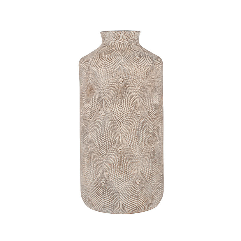 Grey Stone Feather Stone Vase