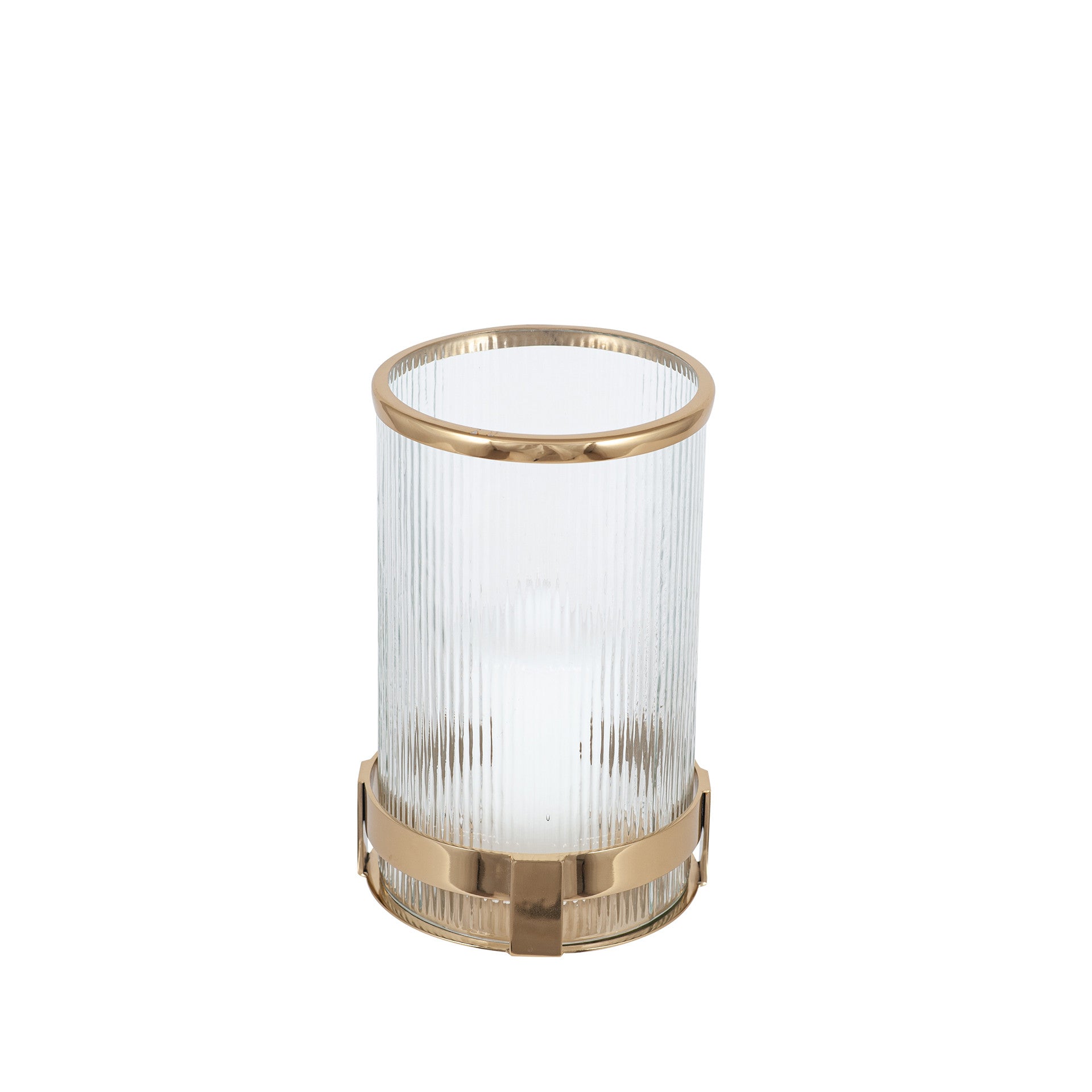 Metal and Clear Textured Glass Hurricane