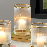 Metal and Clear Textured Glass Hurricane