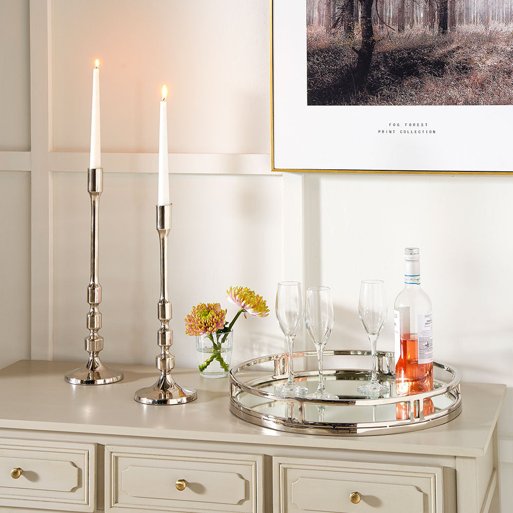 Shiny Nickel Candlestick Small