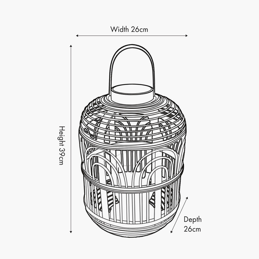 Black Bamboo and Glass Lantern