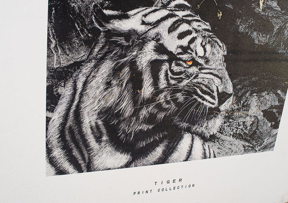 Mono Tiger Print with Gold Detail and Black Frame