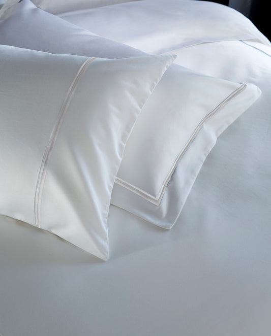 Double Row 800 Thread Count - Standard Pair Pillowcases White