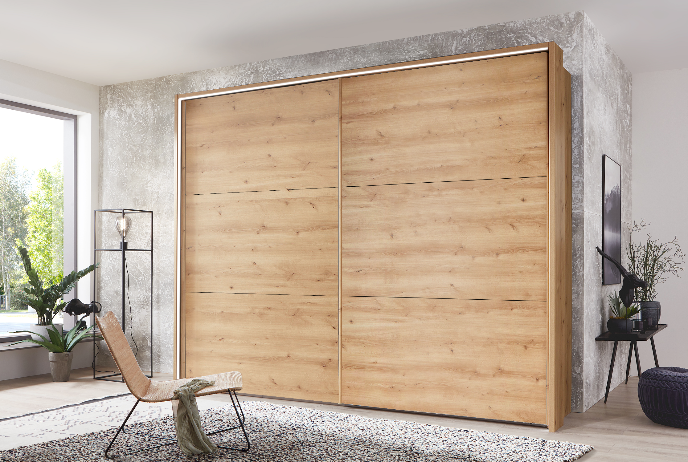 Kadiz Sliding Wardrobe Bianco Oak 300 cm
