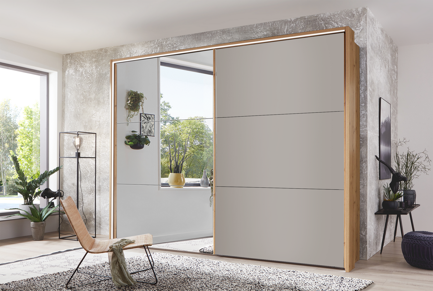 Kadiz Sliding Wardrobe Pebble Grey 200 cm