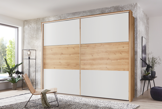 Kadiz Sliding Wardrobe White with Panelling 200 cm