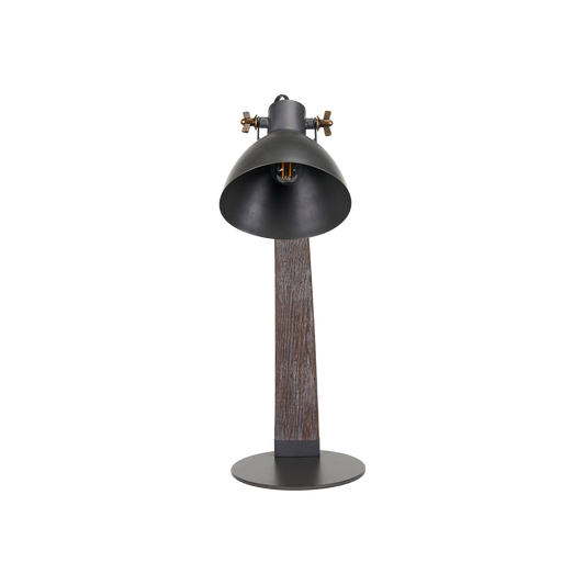 Wood & Grey Metal Curved Table Task Lamp
