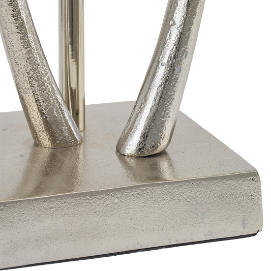 Champagne Metal Tall Leaf Table Lamp & Grey Lamp Shade