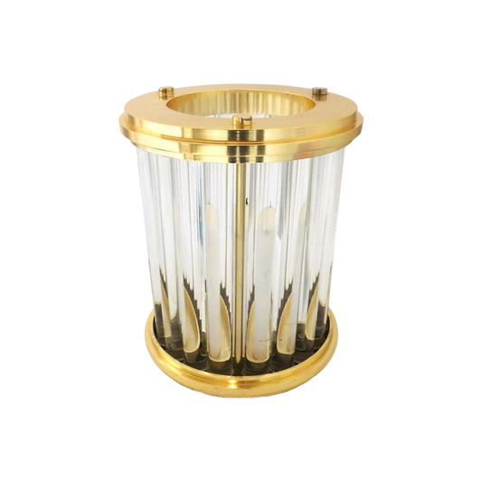 Shiny Gold Metal & Glass Art Deco Hurricane