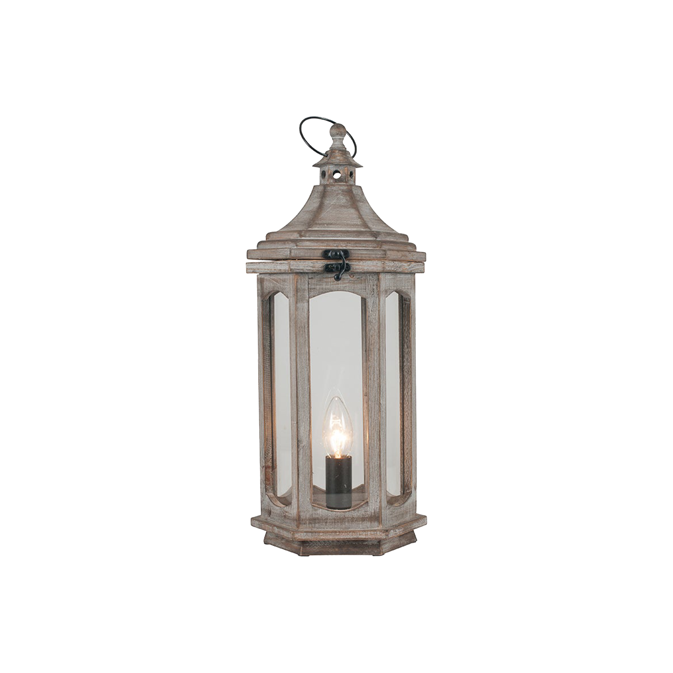 Grey Antique Wood Lantern Lamp
