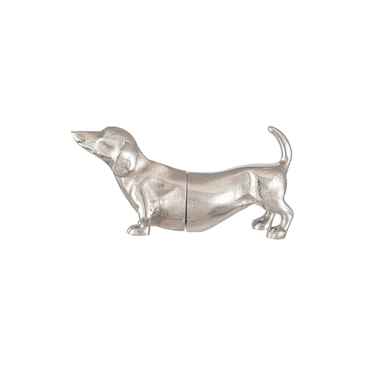 Silver Metal Sausage Dog Bookends