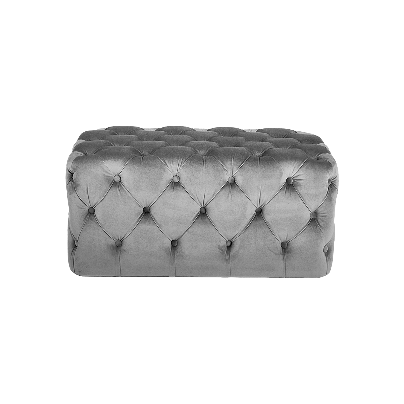 Dove Grey Velvet Buttoned Bench Stool