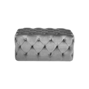 Dove Grey Velvet Buttoned Bench Stool