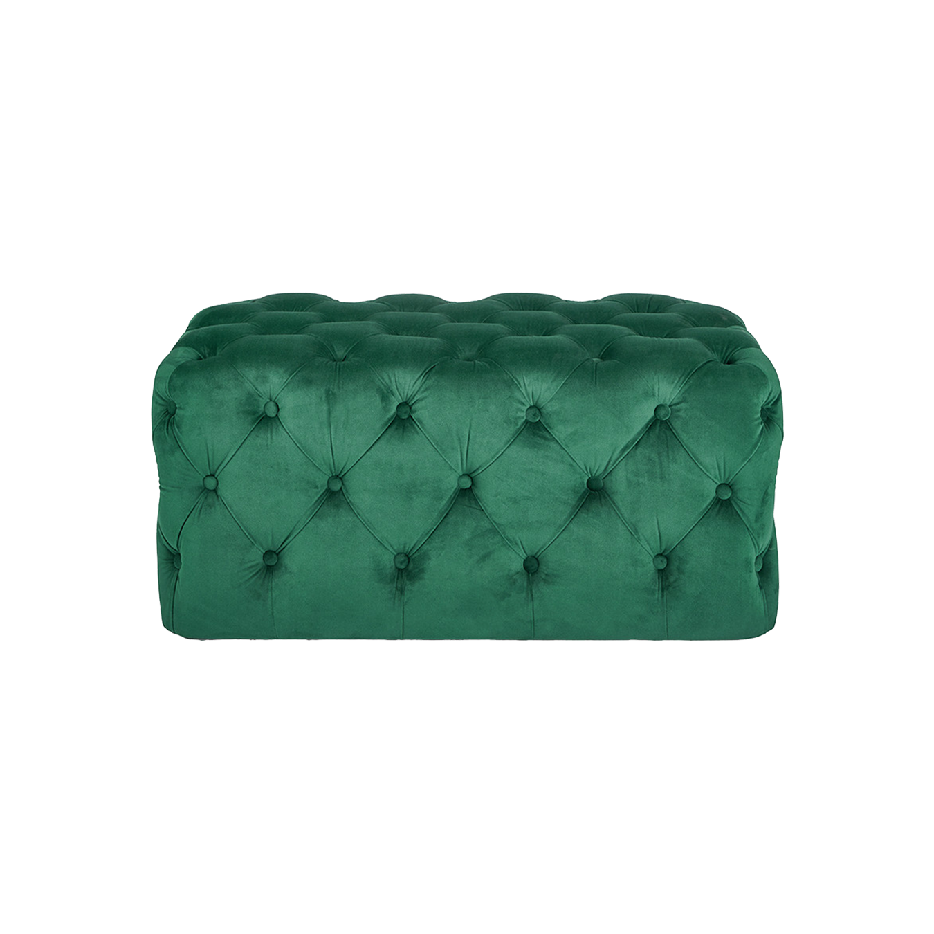 Forest Green Velvet Buttoned Bench Stool