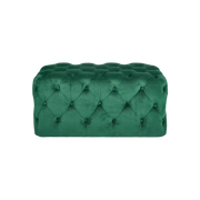 Forest Green Velvet Buttoned Bench Stool