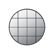 Graphite Metal 16 Pane Round Wall Mirror