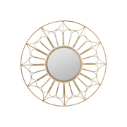 Gold Metal Cane Effect Frame Round Wall Mirror