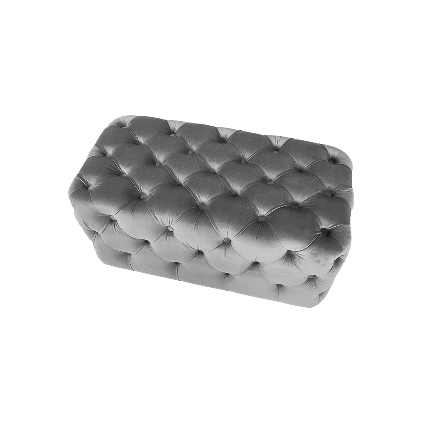 Dove Grey Velvet Buttoned Bench Stool