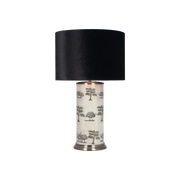 Guinea Foul Glass Table Lamp & Black Shade