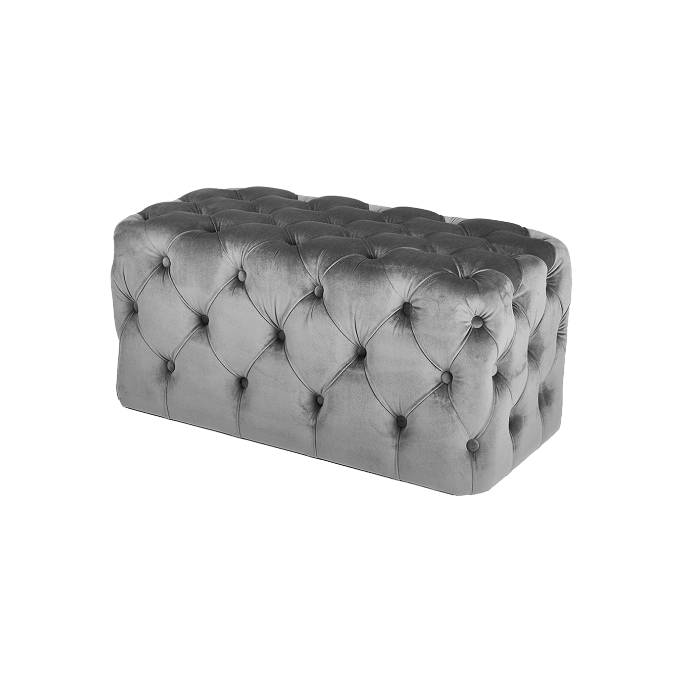 Dove Grey Velvet Buttoned Bench Stool