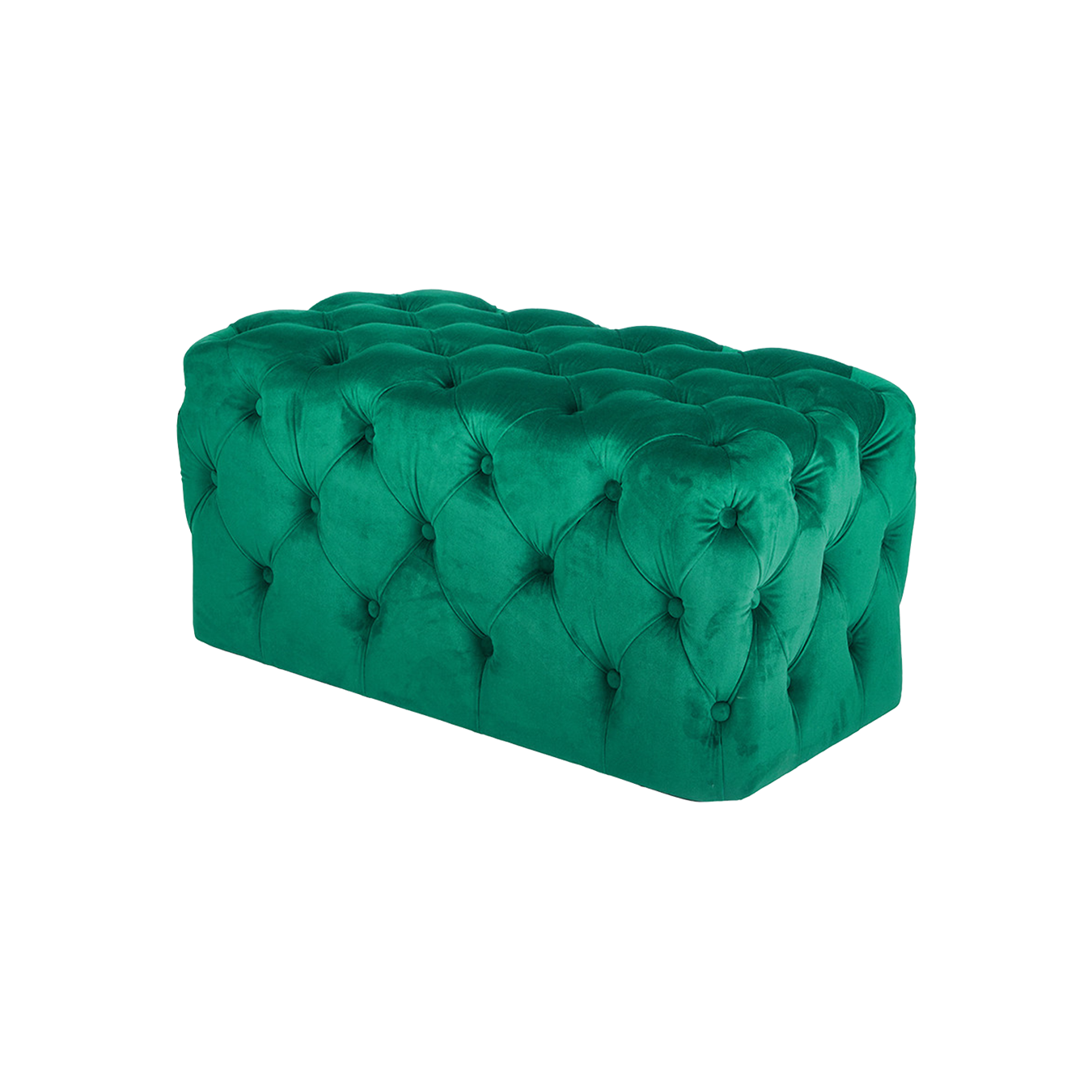 Forest Green Velvet Buttoned Bench Stool