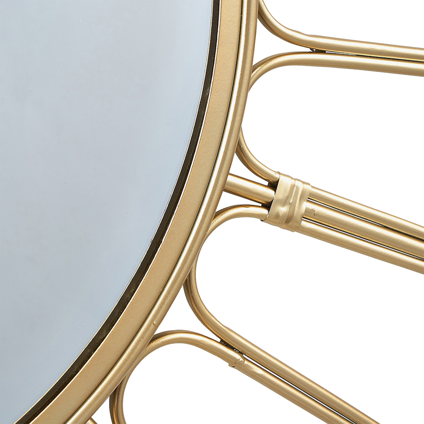 Gold Metal Cane Effect Frame Round Wall Mirror