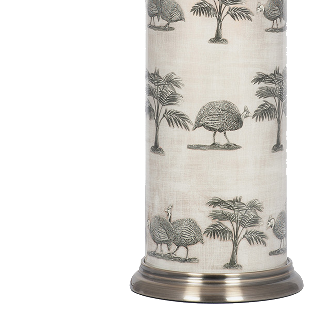 Guinea Foul Glass Table Lamp & Black Shade