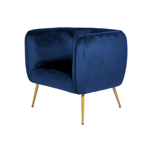 Sapphire Velvet Accent Chair With Gold Legs