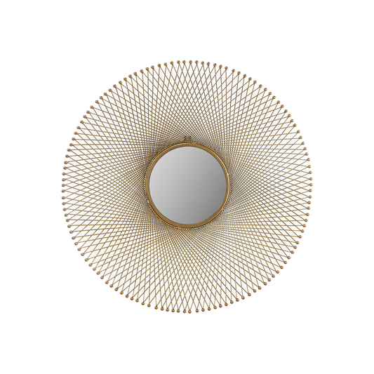 Gold Fretwork Round Wall Mirror