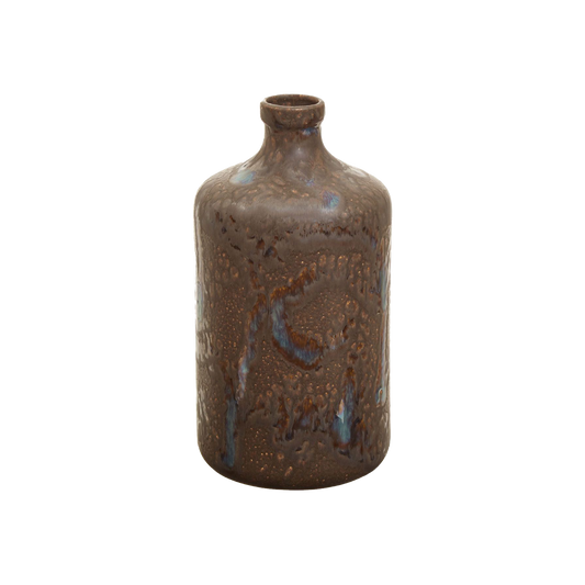 Silas Bottle Vase Brown Reactive Glaze Stoneware