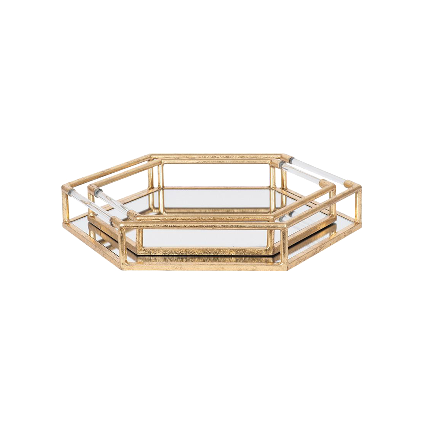 Set of Gold Mirrored Trays