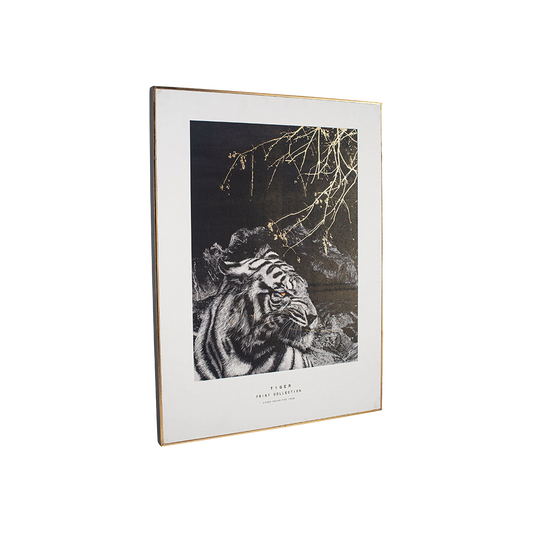 Mono Tiger Print with Gold Detail and Black Frame