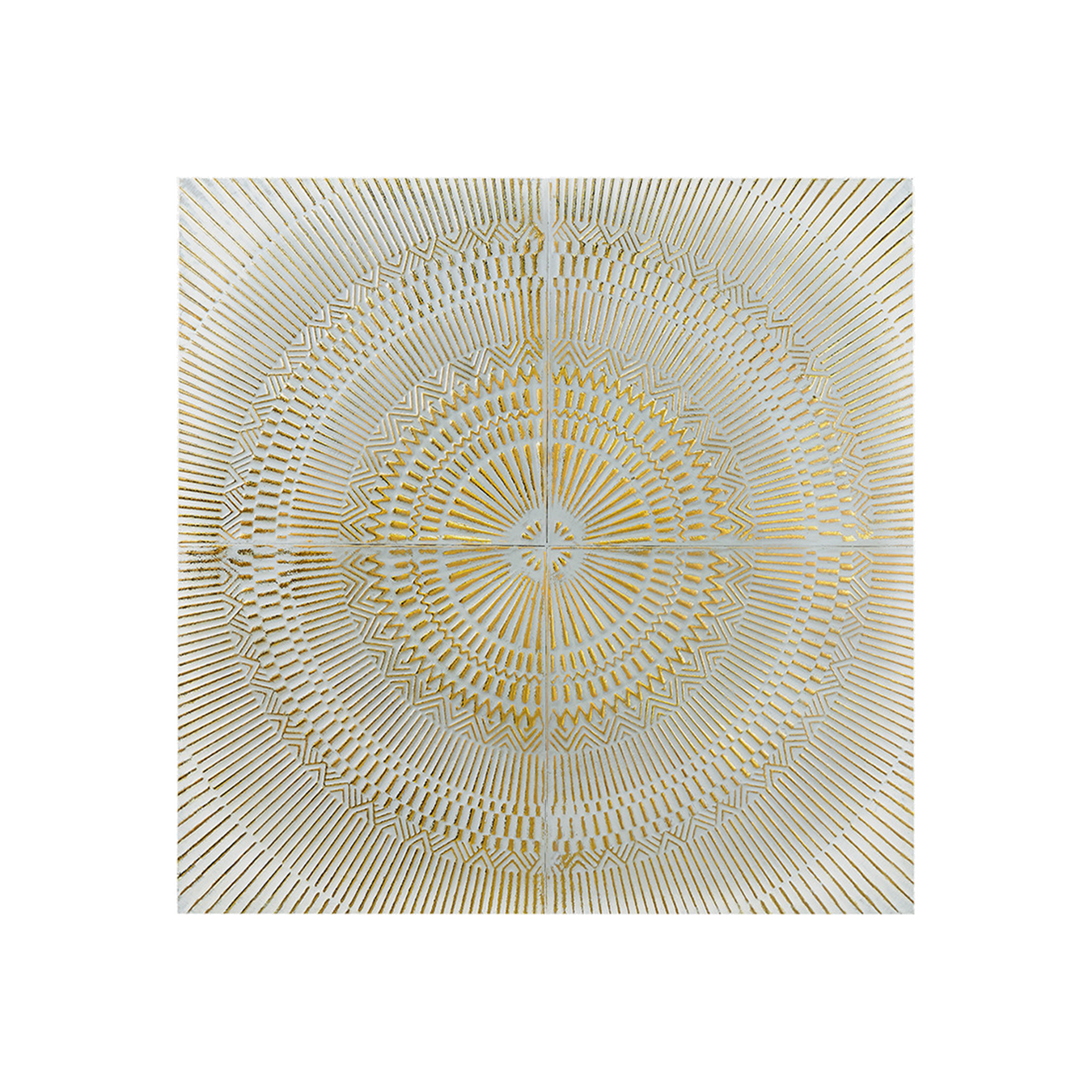 Antiqued White and Gold Textured Metal Wall Art