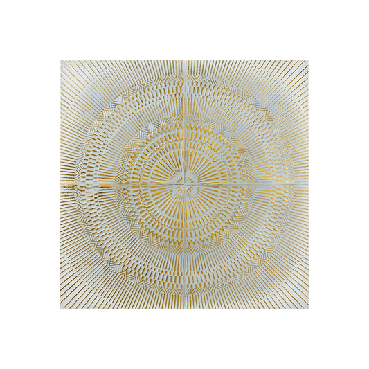 Antiqued White and Gold Textured Metal Wall Art