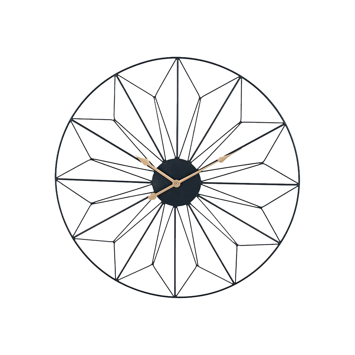 Black and Gold Metal Geo Design Round Wall Clock