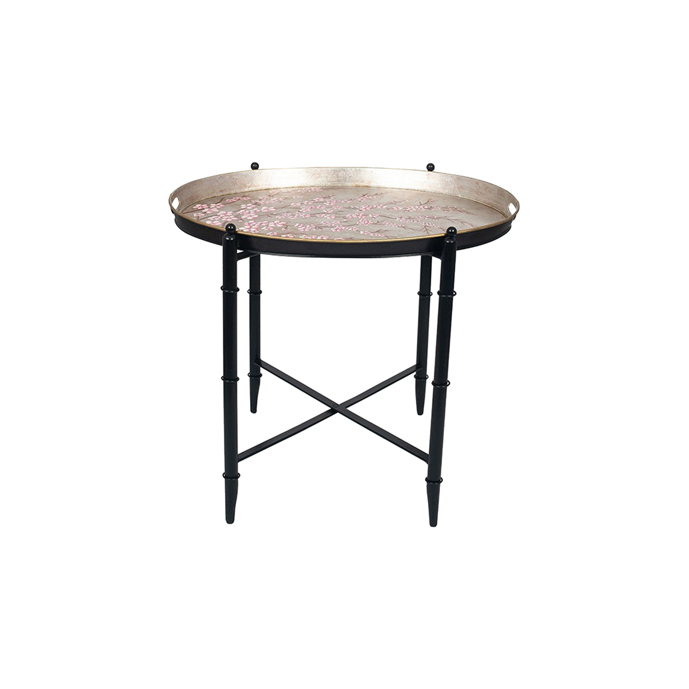 Hand Painted Cherry Blossom Oval Metal Table