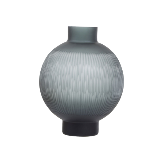 Grey Carved Glass Vase Large