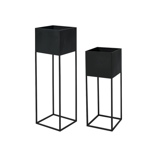 Graphite Metal Planters Set of 2