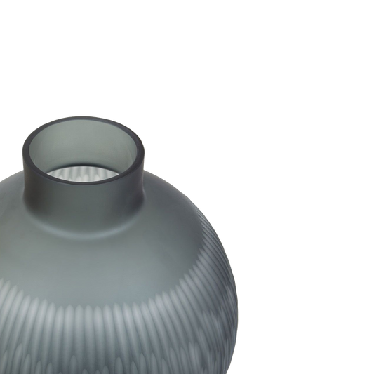 Grey Carved Glass Vase Large