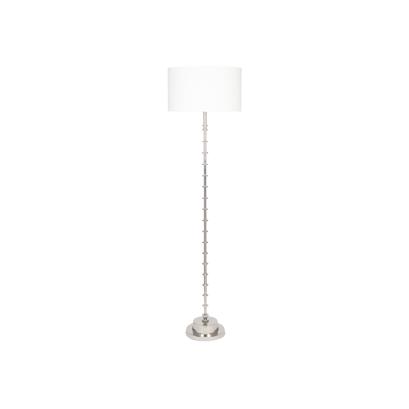 Elegant Silver Metal Floor Lamp & White Shade