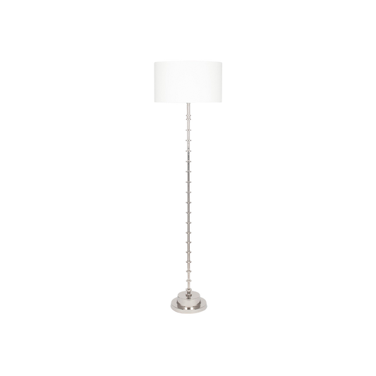 Elegant Silver Metal Floor Lamp & White Shade