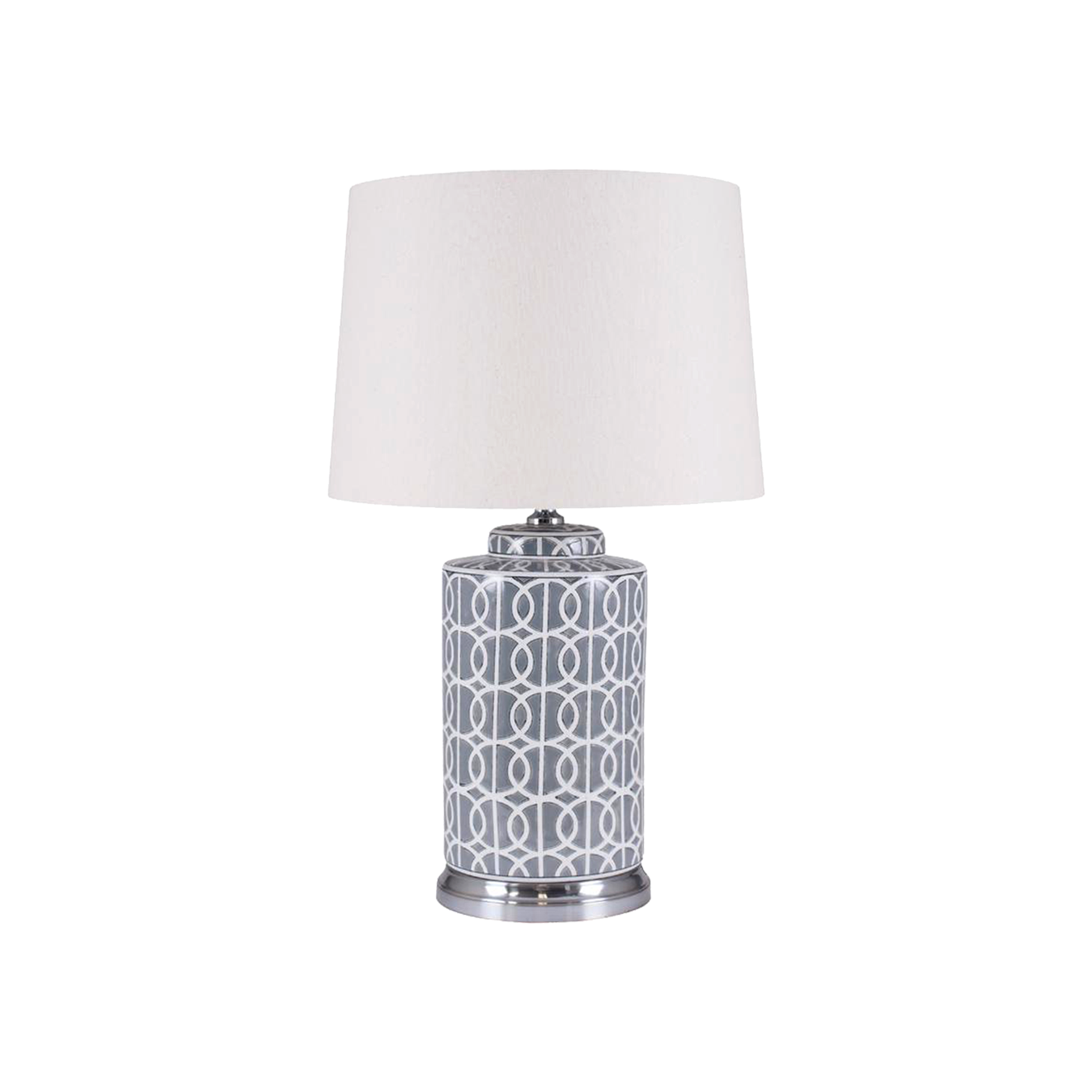 Grey and White Geo Pattern Table Lamp