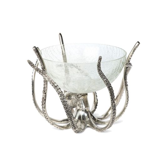 Octopus Stand & Crackle Glass Bowl