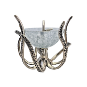 Silver Mini Octopus Stand & Crackle Glass Bowl