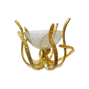Gold Mini Octopus Stand & Crackle Glass Bowl