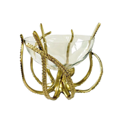 Gold Octopus Stand & Glass Bowl