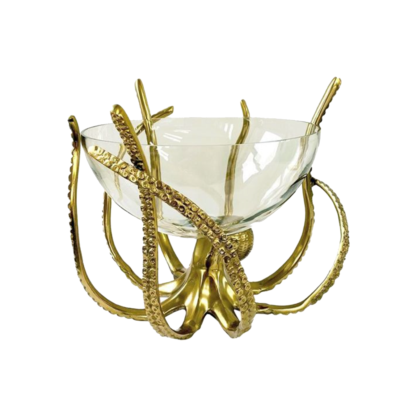 Gold Octopus Stand & Glass Bowl