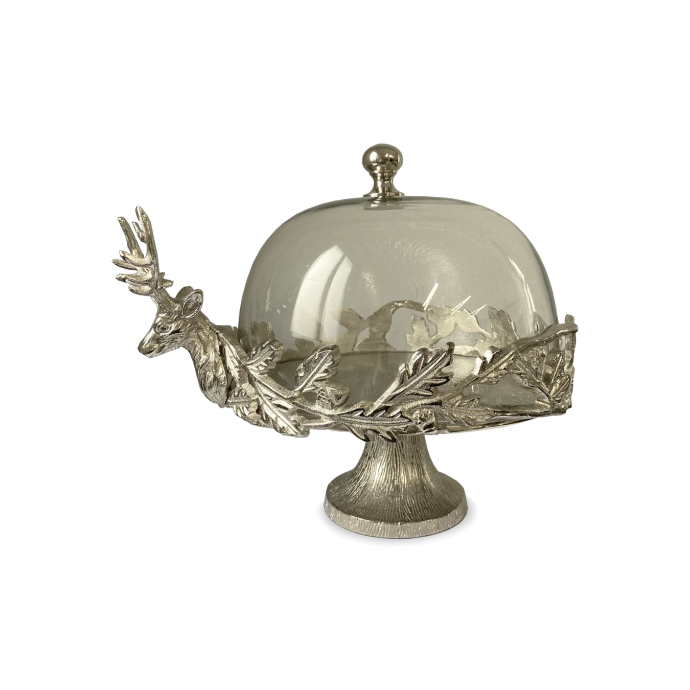 Stag Cake Stand with Glass Dome