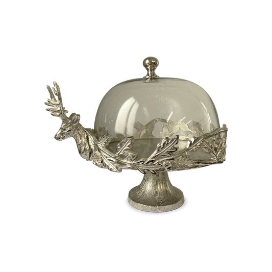 Stag Cake Stand with Glass Dome
