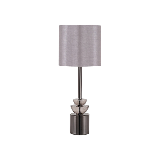 Smoked Glass and Pewter Glass Table Lamp